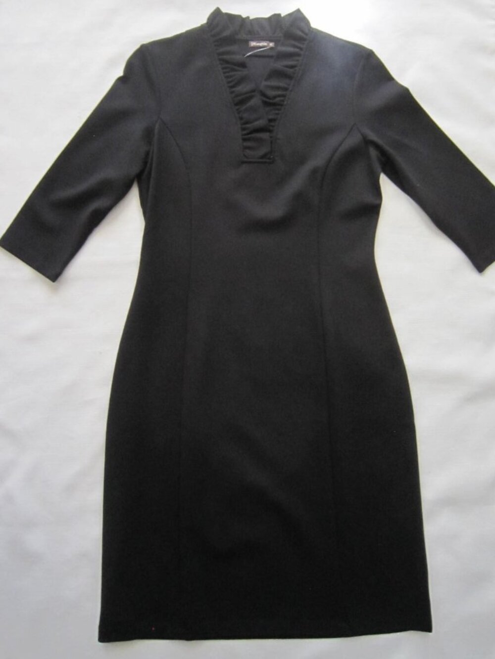 J. McLaughlin Black Catalina Cloth Dress Size M Collared 3/4 Sleeve